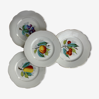 4 assiettes en porcelaine à motifs de fruits