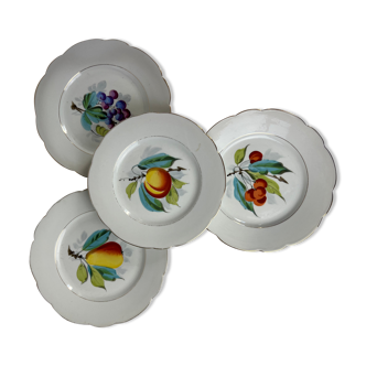 4 porcelain plates with fruit motifs