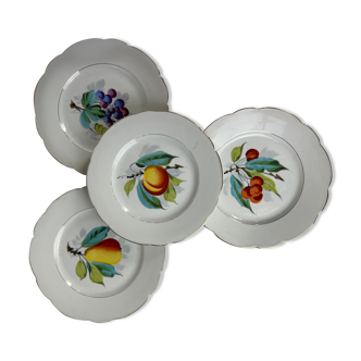 4 assiettes en porcelaine à motifs de fruits