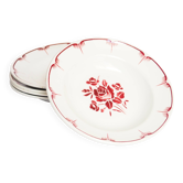Lot 5 assiette creuses décor rouge
