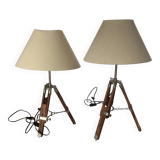 2 adjustable lamps on vintage tripods
