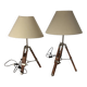 2 lampes reglable sur trepied vintage
