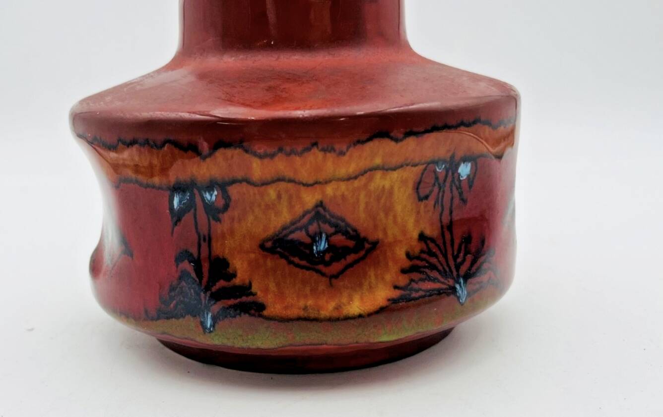 Red Italian ceramic vase by Meloni S. Marino
