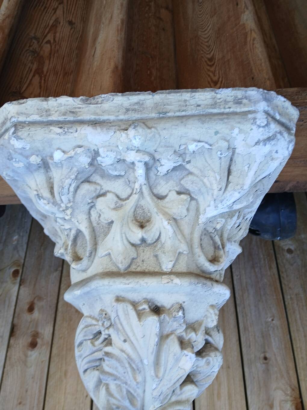 Sellette, corbeau, console murale (petit) en stuc ornement feuilles