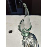 2 blue crystal and blown glass pocket vases