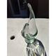 2 blue crystal and blown glass pocket vases