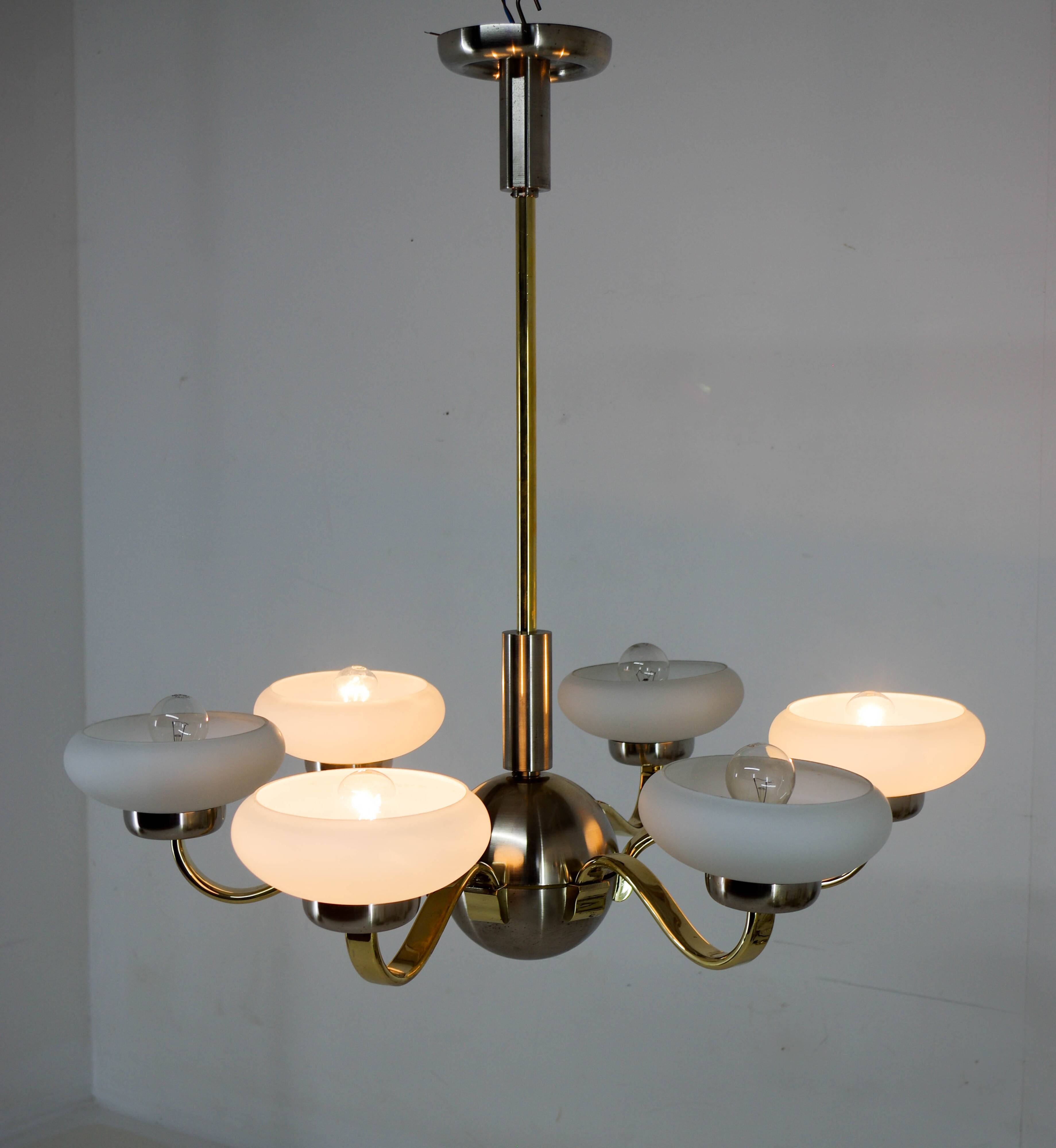 Large Art Deco Chandelier, 1930s, Restored