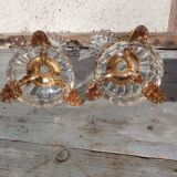 pair of molded glass candlesticks