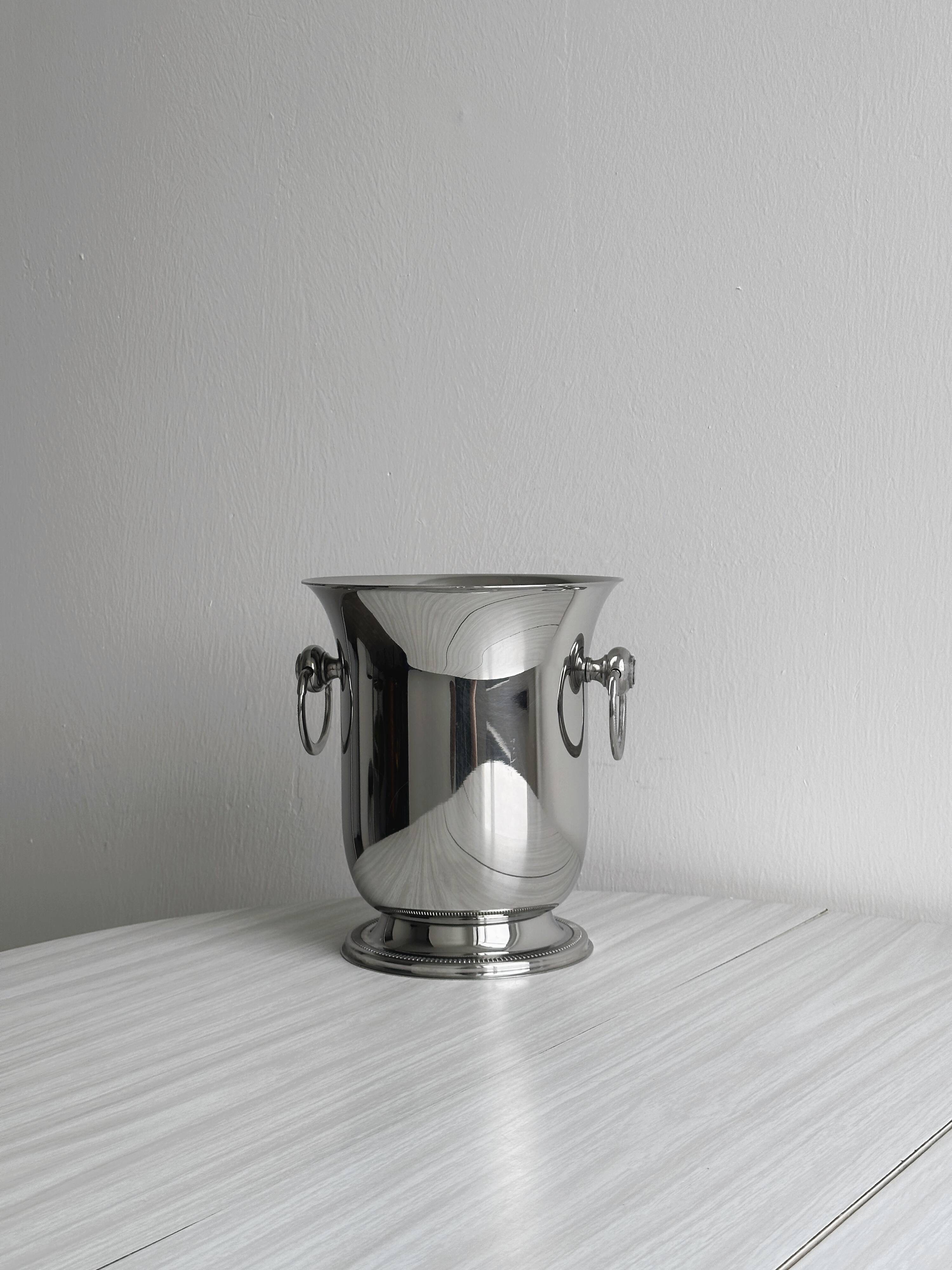 Seau à champagne ancien en métal argenté