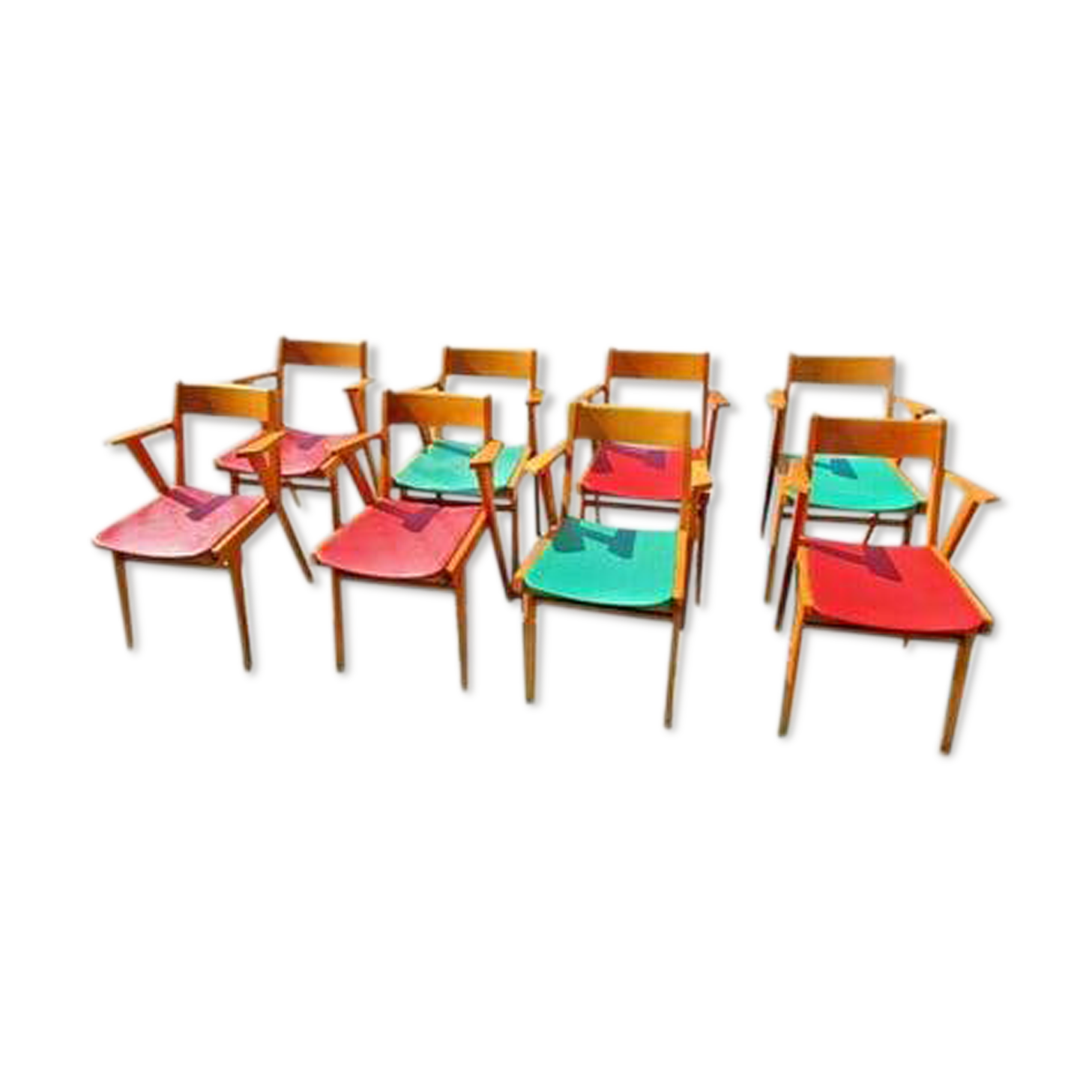 Lot of 8 Scandinavian style chairs Danish 60s-70s