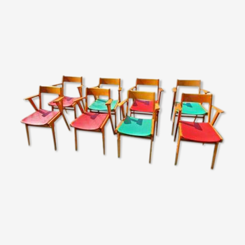 Lot of 8 Scandinavian style chairs Danish 60s-70s