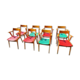 Lot of 8 Scandinavian style chairs Danish 60s-70s