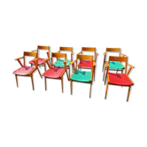 Lot of 8 Scandinavian style chairs Danish 60s-70s