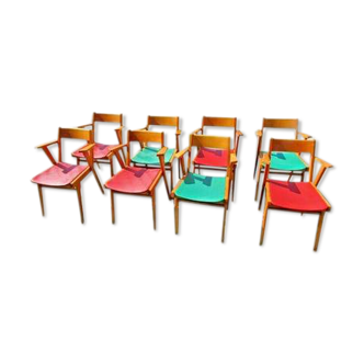 Lot of 8 Scandinavian style chairs Danish 60s-70s