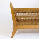 Children's bed or crib with wicker décor, 1960-1970.