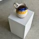 Large blue and yellow hand painted carafe H:20cm