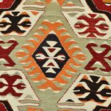 5x9 Faded Red Bohemian Kilim Rug, Wool Handknotted Rug, 148x259