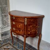 Commode demi-lune ancienne circa 1930 marqueterie