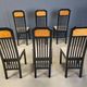 Vintage burl wood and lacquer dining chairs, 1980s