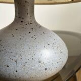 Ceramic lamp signed jm dehoux lampshade in feathers and dried flowers