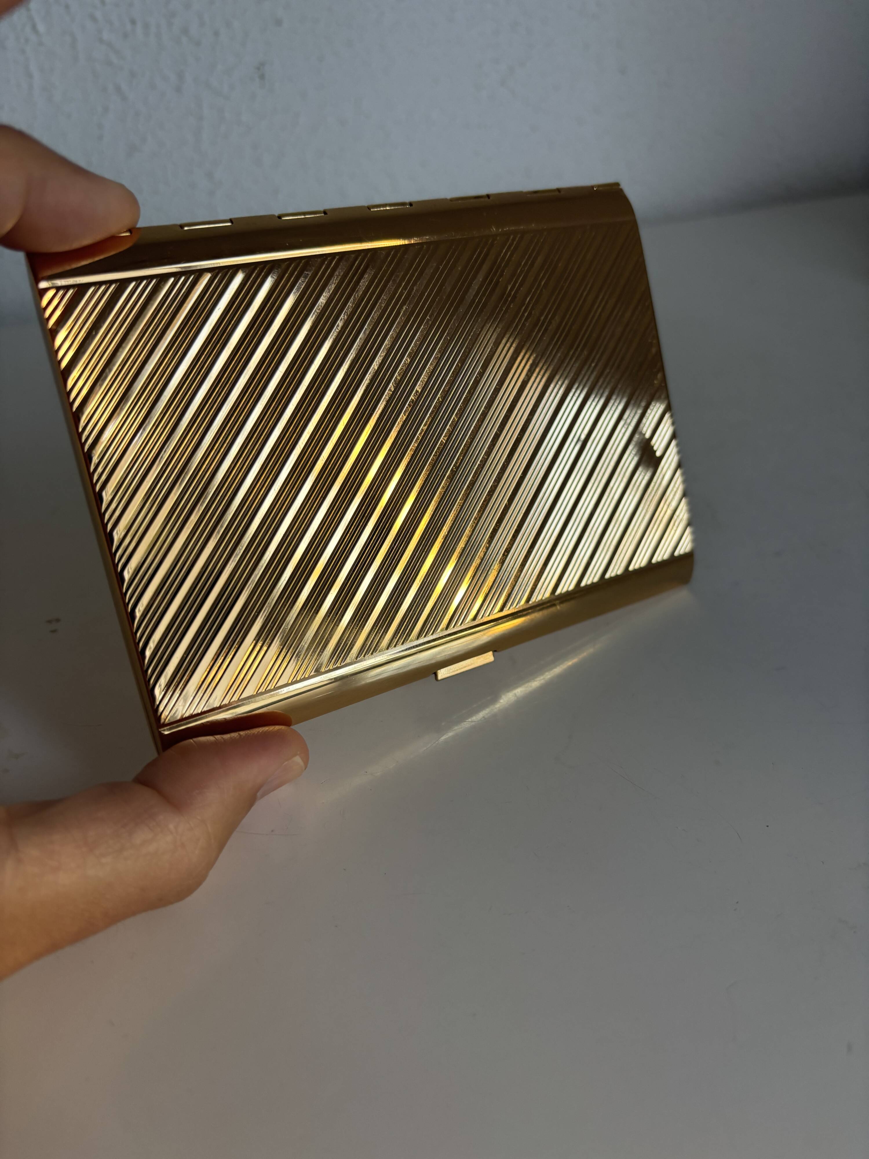 Vintage 1960s gold-plated cigarette case from France - 13 x 10 cm