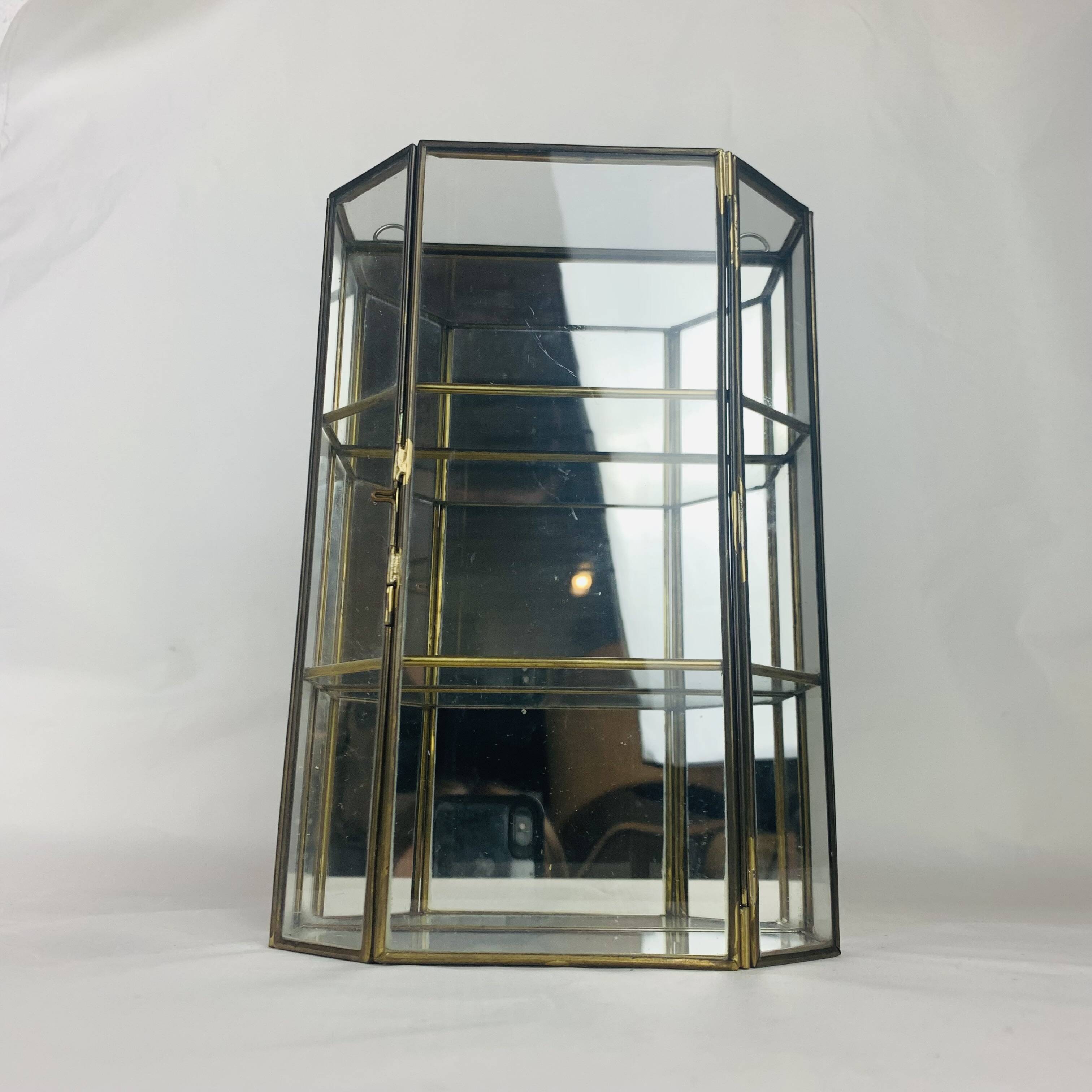 Vitrine miniature laiton verre, étagère