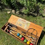 Old vintage wooden croquet game