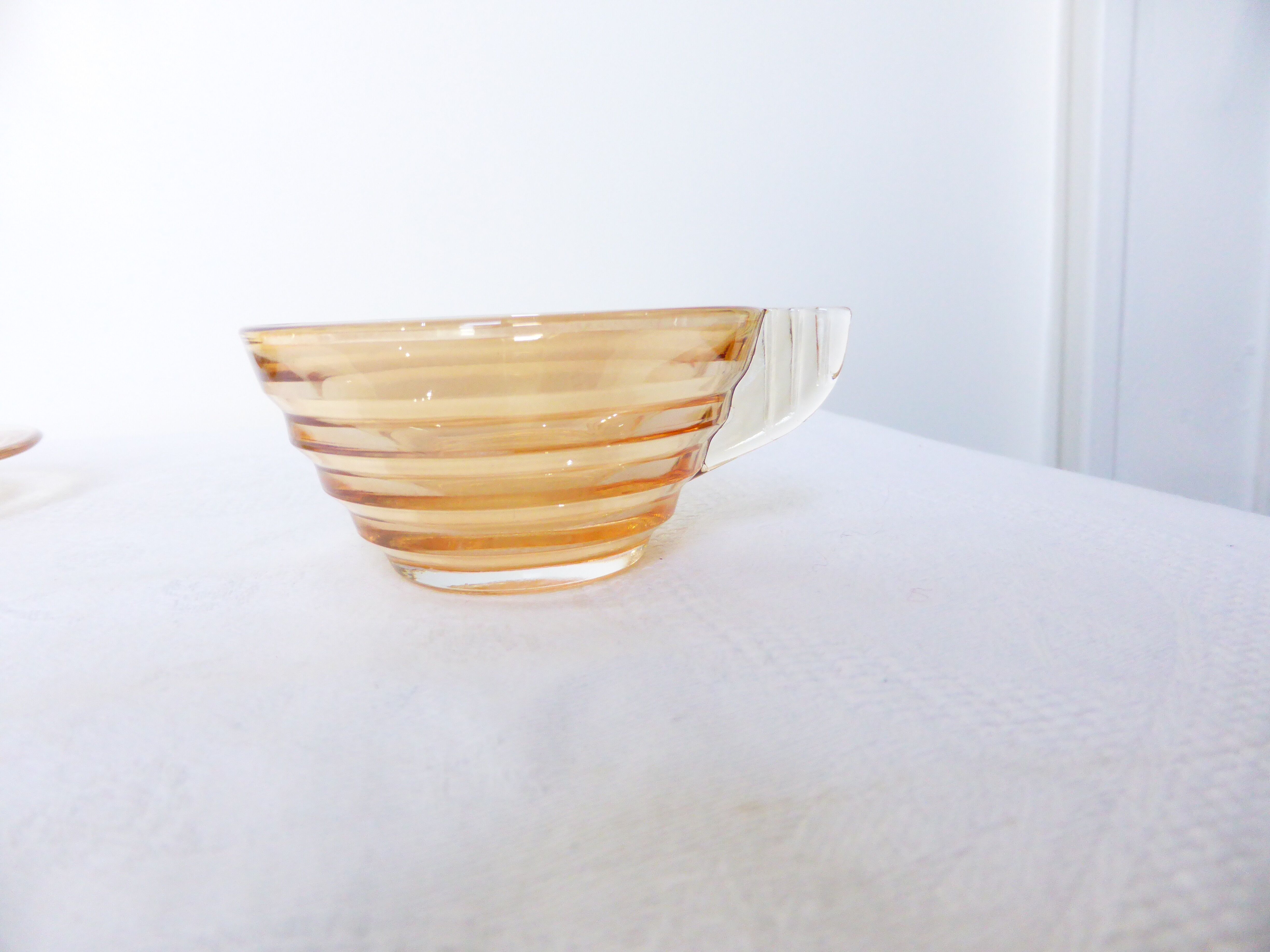 6 gondolo cups and coasters in iridescent pearly glass