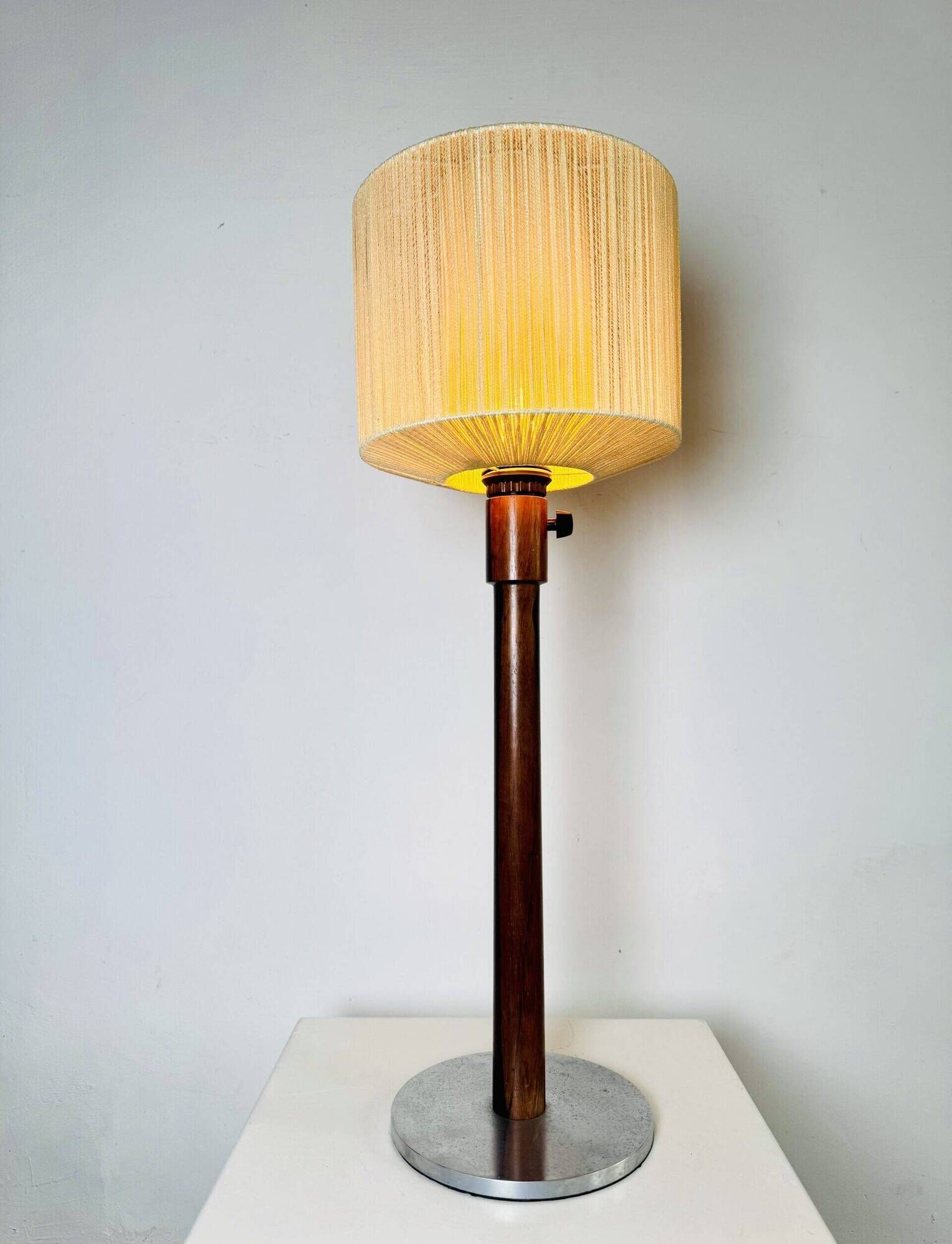 Large Size Wood & Sring Table Lamp By Uno & Östen Kristiansson For Luxus, Sweden 1960S