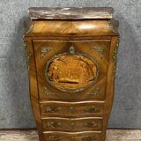 Fully curved Louis XV style secretary in precious wood marquetry circa 1850