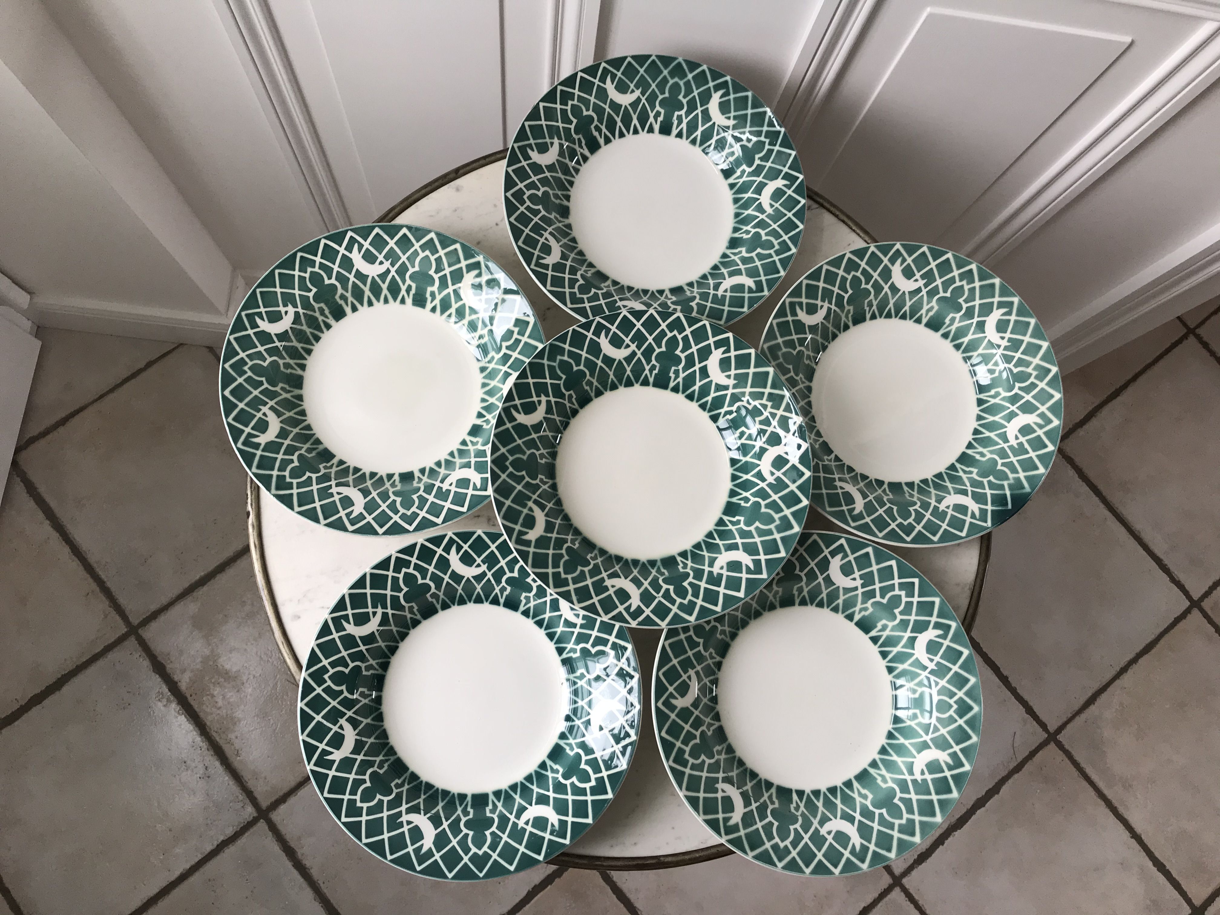Lot of 6 hollow plates digoin sarreguemines model "leïla" years 30-40