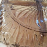 Vintage dish chiseled smoked glass aperitif compartments