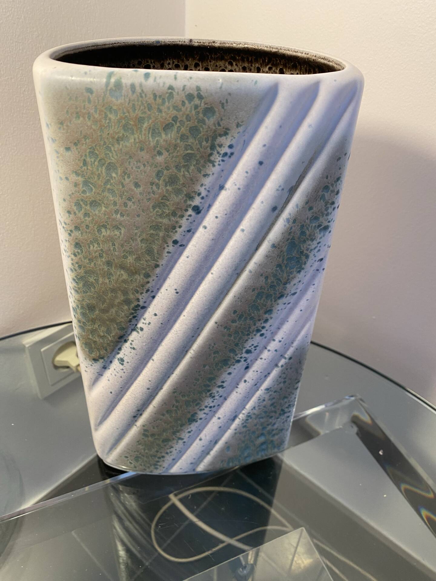Large vintage vase numbered in pale green and white.