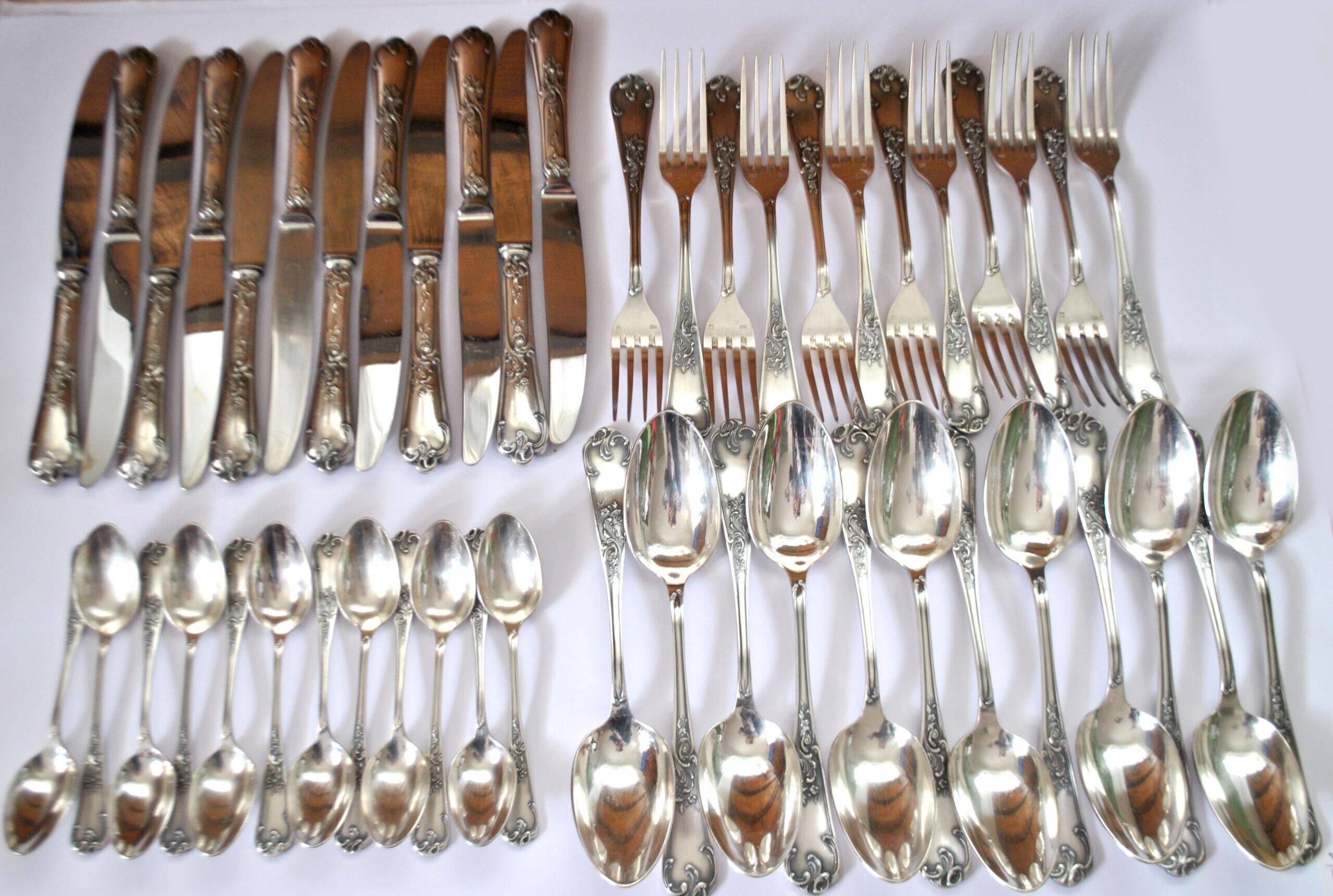 Deetjen cutlery set 48 silver-plated Louis XV rocaille table cutlery no. 25 Marly