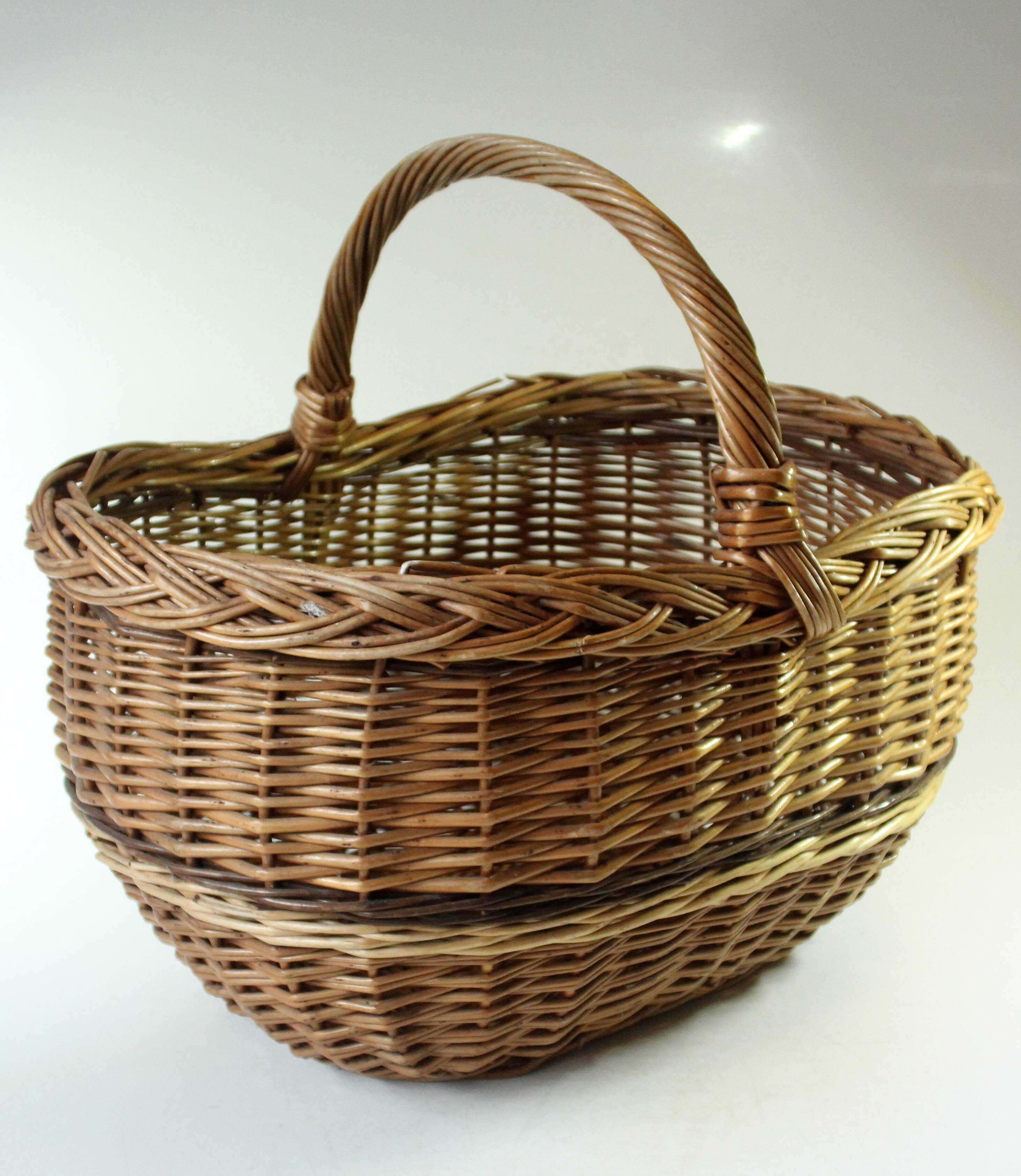 Wicker shopping basket, braided, handmade, vintage
