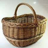 Wicker shopping basket, braided, handmade, vintage
