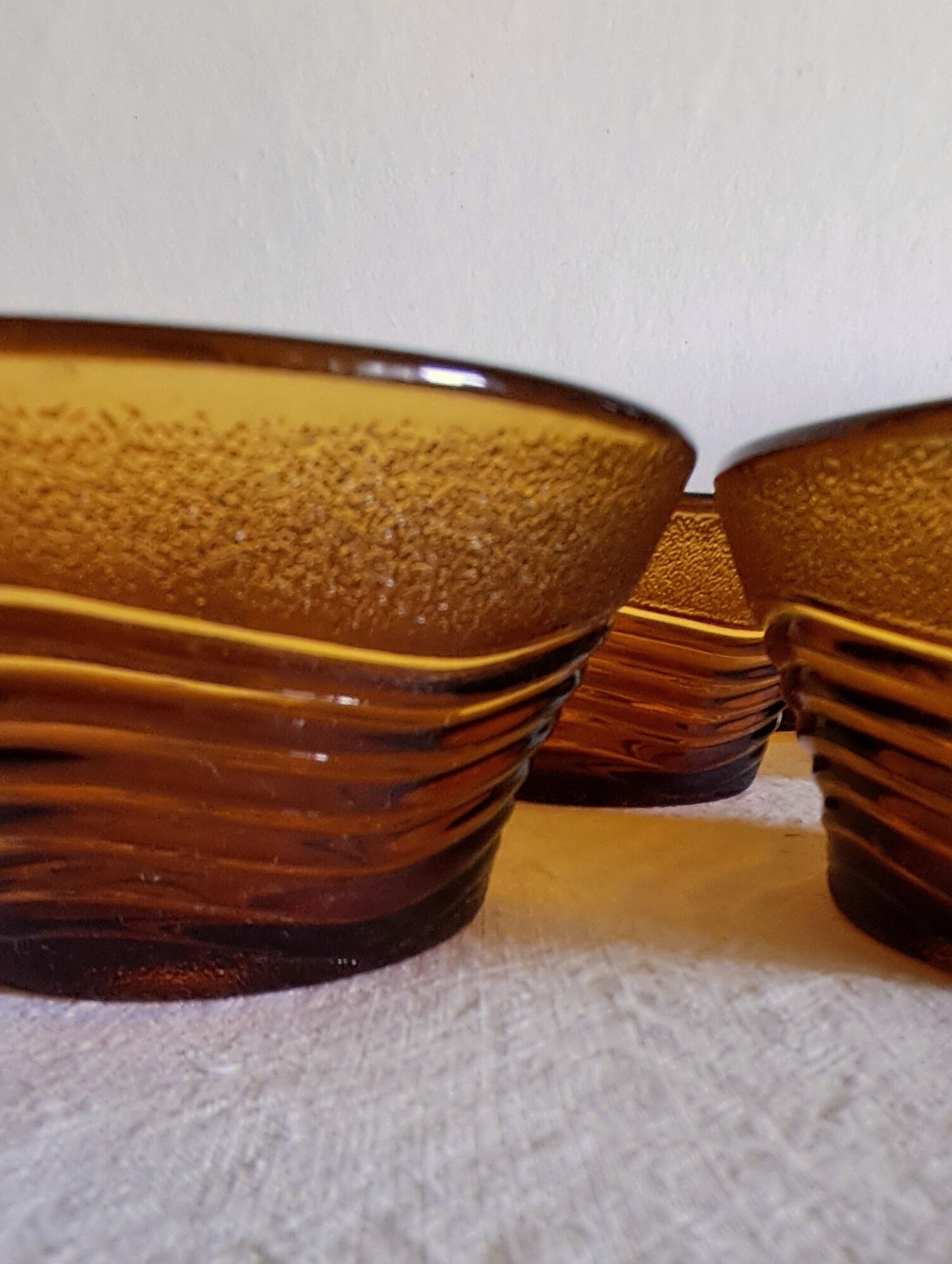 Amber glass bowls Duralex. Vintage