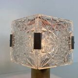 Design table crystal glass brass lamp by Kamenicky Senov, 1970s