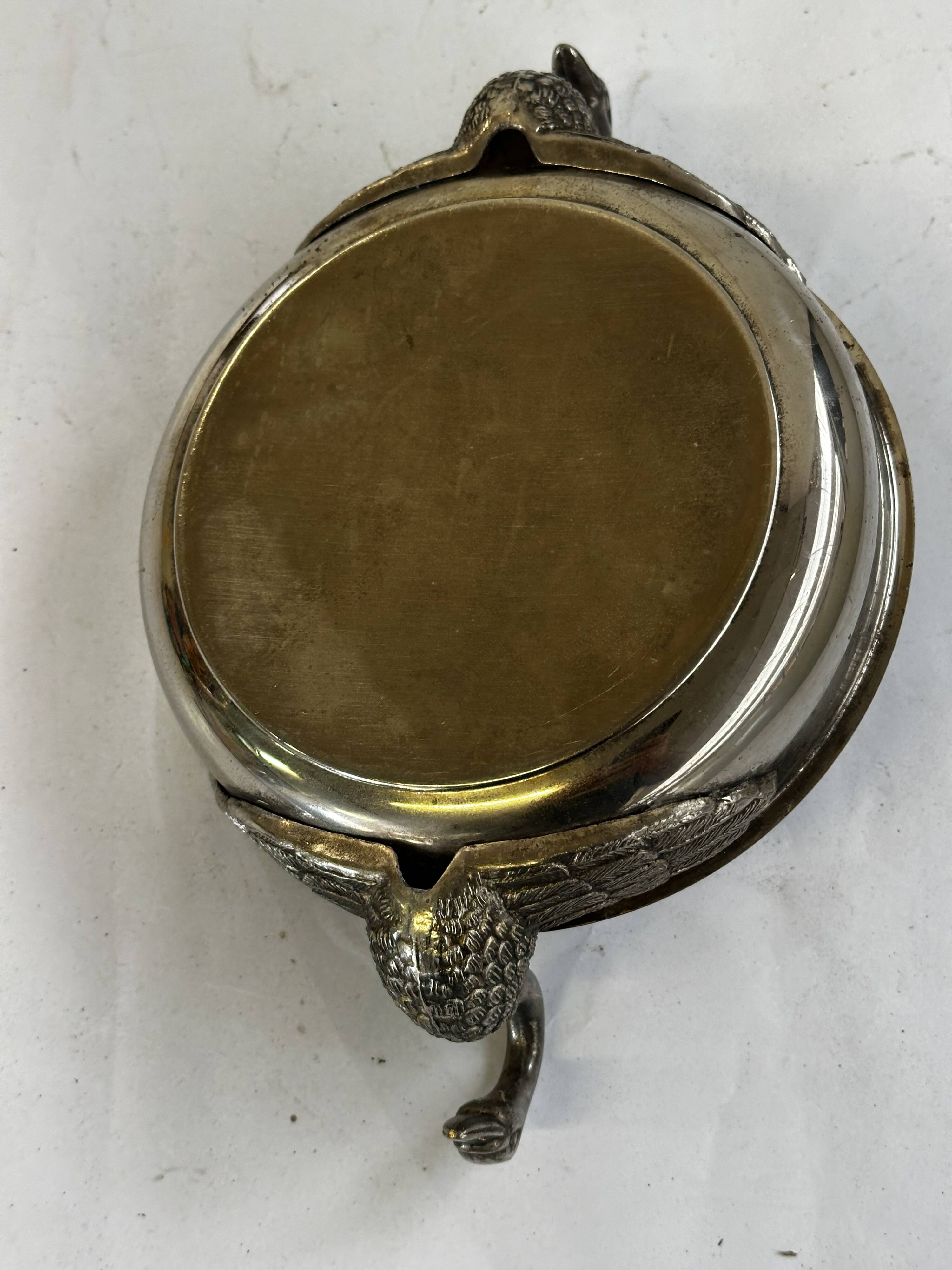 Art Deco silver-plated metal pocket emptier with swan decor