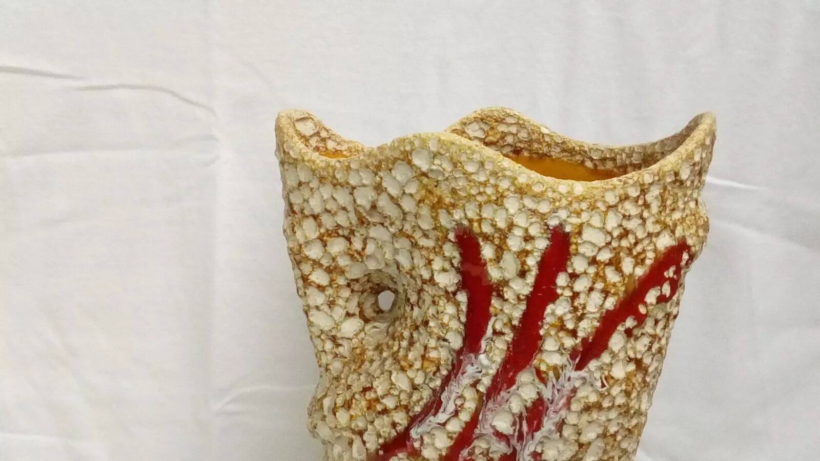 Vase in ceramic foam fat lava vallauris 60's