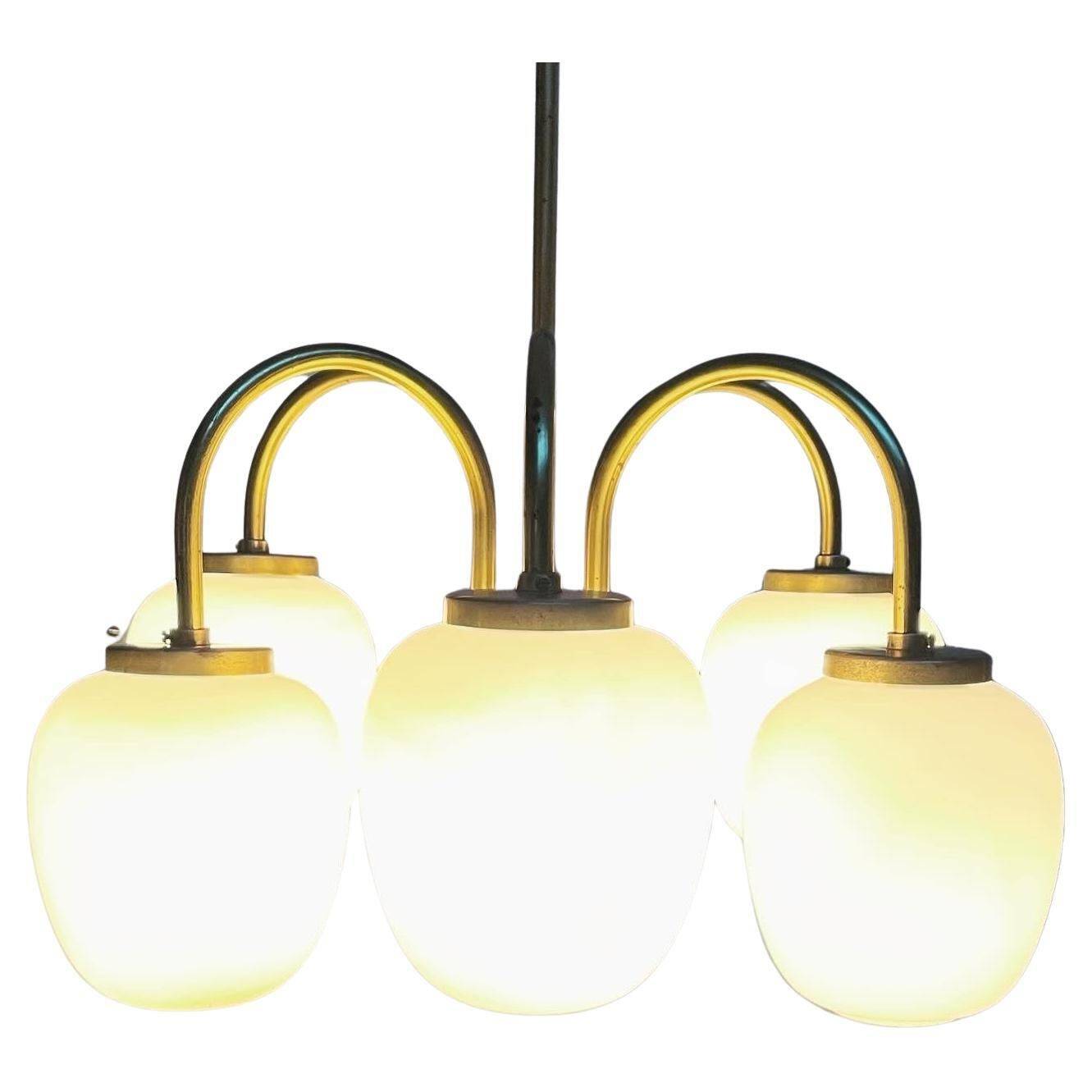 Danish Modernist 6 Arm Chandelier by LYFA