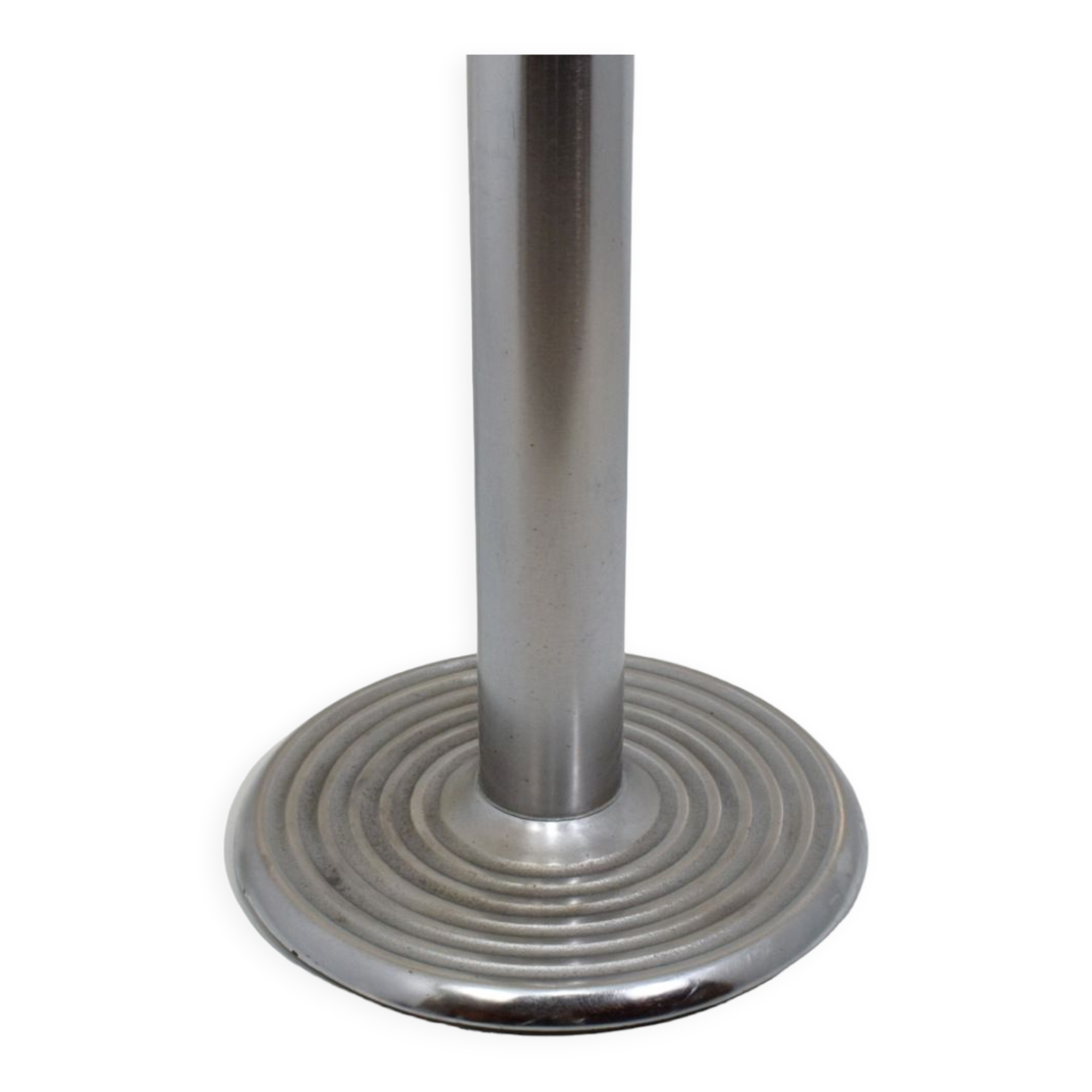 Square bistro dining table, wood, chrome and cast iron