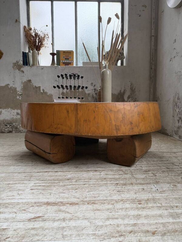Table basse brutaliste « rondin » XL