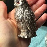 Vintage silver-plated owl-shaped salt and pepper shakers
