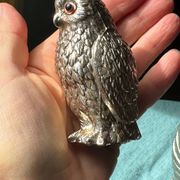 Vintage silver-plated owl-shaped salt and pepper shakers