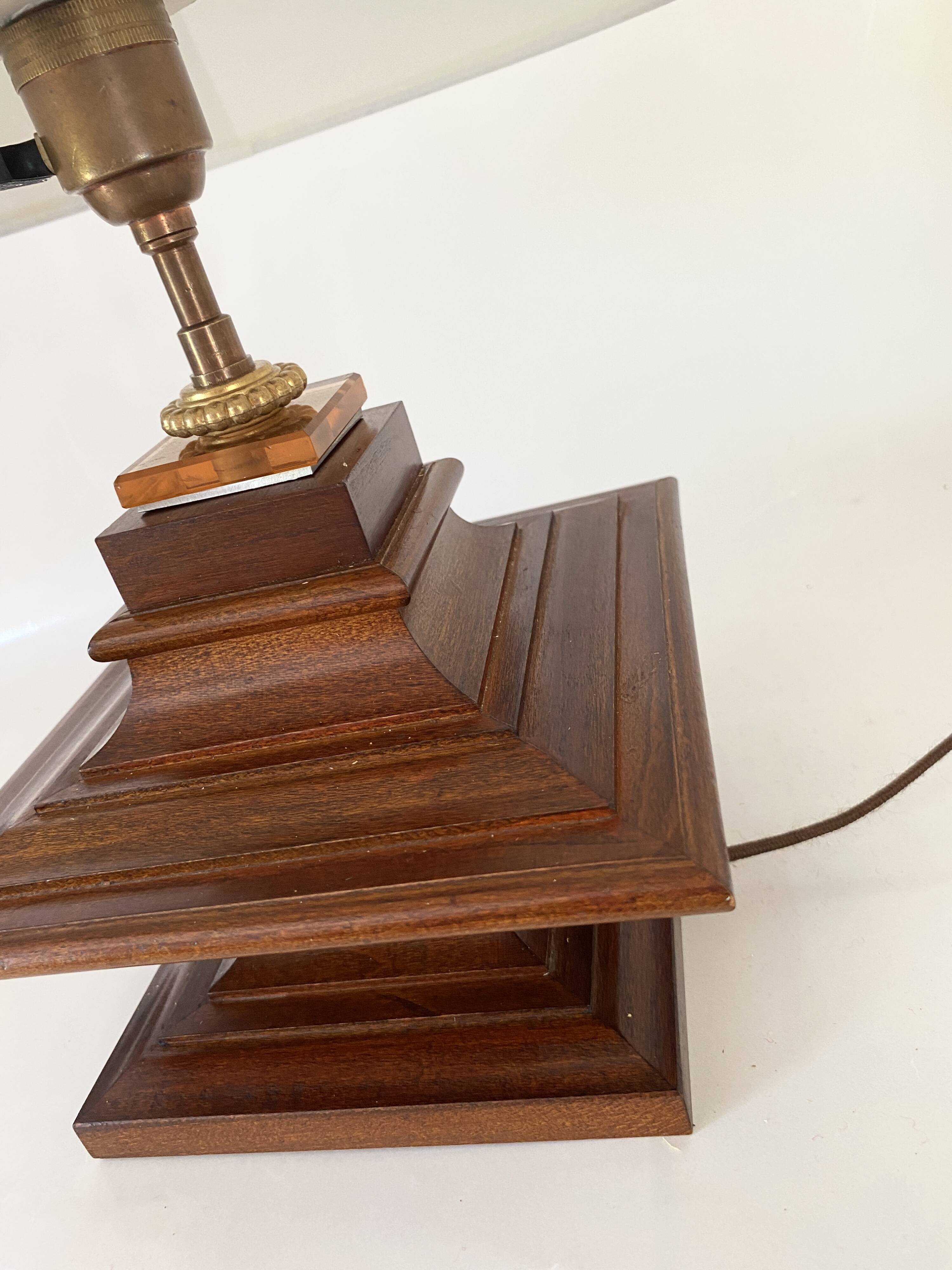 Wooden lamp, new 2M fabric cable, cotton lampshade