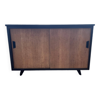 buffet à deux portes noir et bois