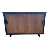buffet à deux portes noir et bois