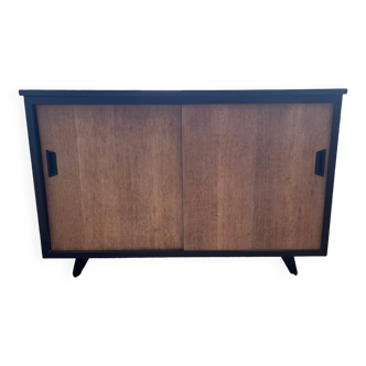 buffet à deux portes noir et bois