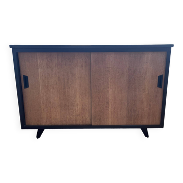 buffet à deux portes noir et bois
